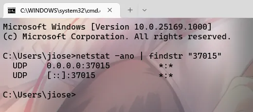 本机 UDP 37015 端口状态